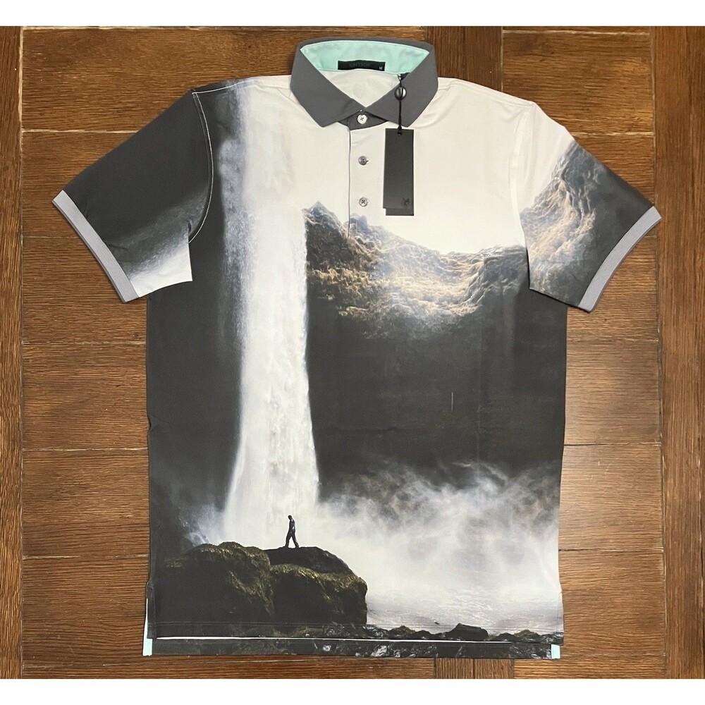 GREYSON Rocks Edge short sleeve Polo Shirt Men’s Size M Arctic $118 NWT